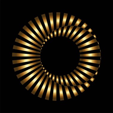 Siyah Arkaplan Üzerinde Üst üste Çemberler Olan Altın Soyut Çizgili Simge
