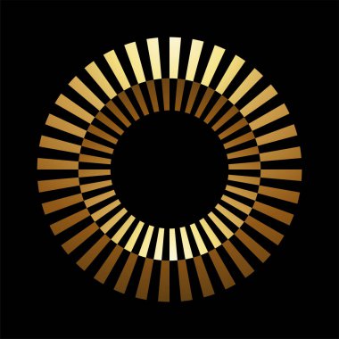 Siyah Arkaplanda Birbirine dolanmış halkaları olan Altın Soyut Çizgili Simge