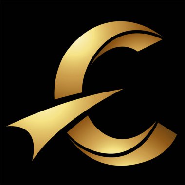 Siyah Arkaplan Üzerine Ok Yazılı Altın Soyut Harf C Simgesi