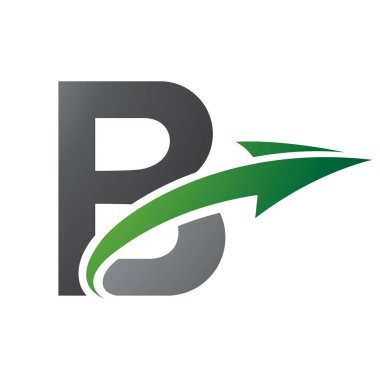 Yeşil ve Siyah Büyük harf B Simgesi Beyaz Arkaplanda Ok