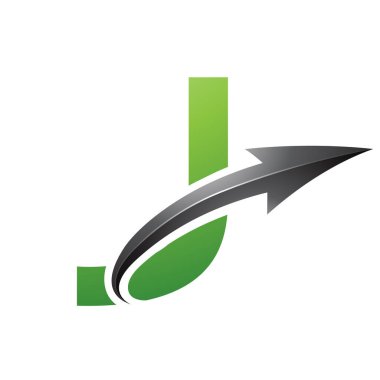 Beyaz Arkaplanda Parlak Oklu Yeşil ve Siyah Büyük Harf J Simgesi