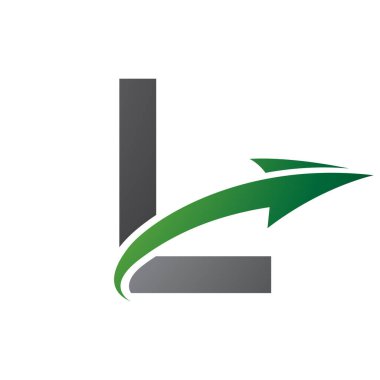 Yeşil ve Siyah Büyük Harf L Simgesi Beyaz Arkaplanda Ok