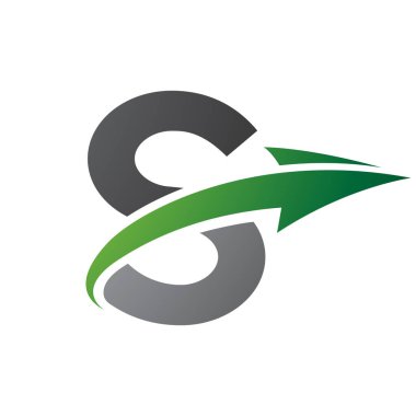 Beyaz Arkaplanda Arkalı Yeşil ve Siyah Büyük harf S Simgesi