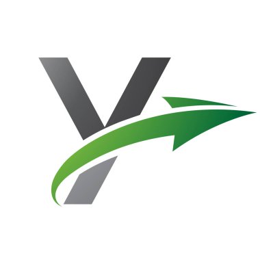 Beyaz Arkaplanda Ok Olan Yeşil ve Siyah Büyük harf Y Simgesi