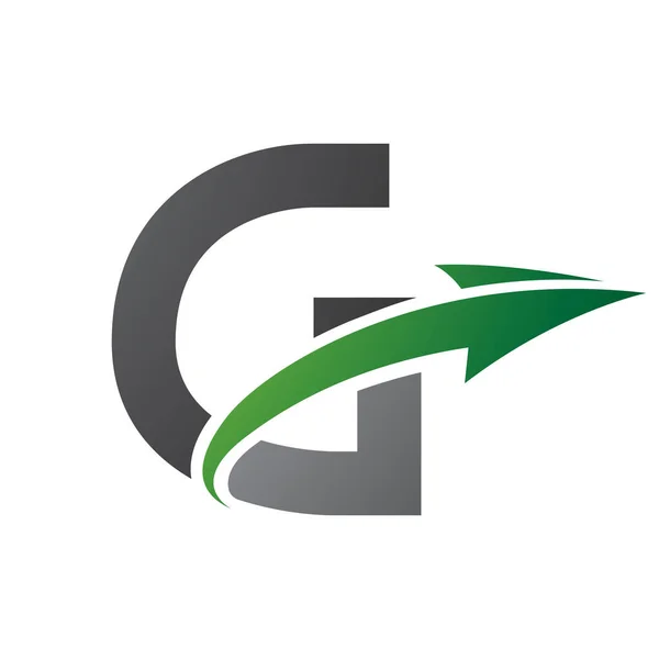 Green and Black Uppercase Letter G Icon with an Arrow on a White Background