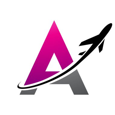 Magenta ve Siyah Büyük Harf Beyaz Arkaplanda Uçağı Olan Bir Simge
