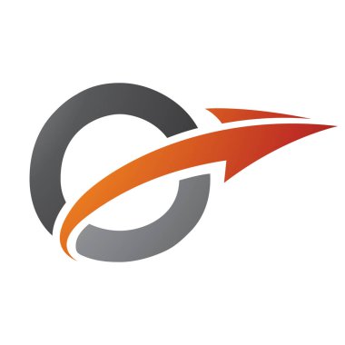 Turuncu ve Siyah Büyük Harf O Simgesi Beyaz Arkaplanda Bir Ok