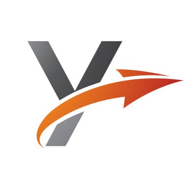 Turuncu ve Siyah Büyük Harf Y Simgesi Beyaz Arkaplanda Ok