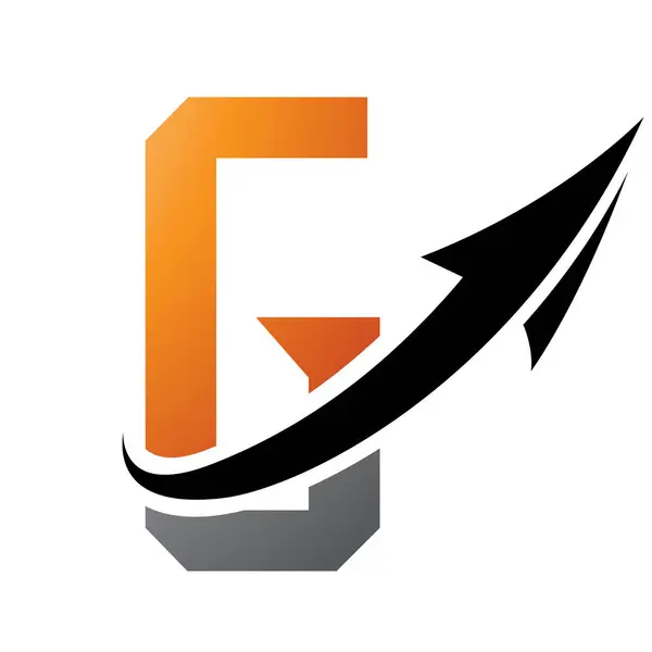 Orange Black Futuristic Letter Icon Arrow White Background — Stock Photo, Image