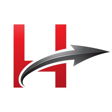 Beyaz Arkaplanda Parlak Oklu Kırmızı ve Siyah Büyük Harf H Simgesi