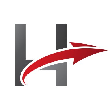 Kırmızı ve Siyah Büyük Harf H Simgesi Beyaz Arkaplanda Ok