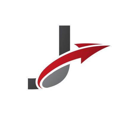 Beyaz Arkaplanda Ok Olan Kırmızı ve Siyah Büyük Harf J Simgesi