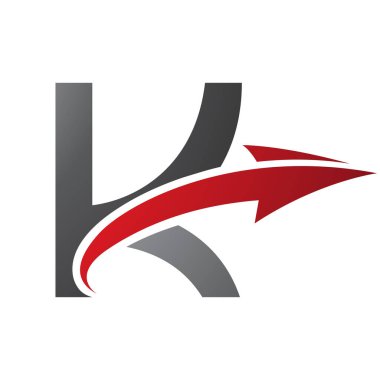 Kırmızı ve Siyah Büyük Harf K Simgesi Beyaz Arkaplanda Ok