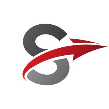 Beyaz Arkaplanda Ok Olan Kırmızı ve Siyah Büyük harf S Simgesi