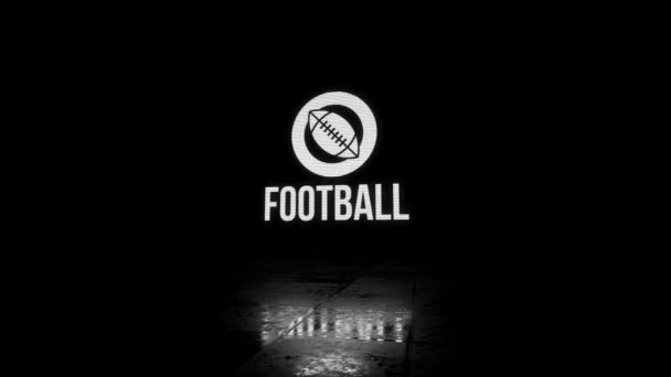 Glitchy Flickering Amerikan Futbol Programı Görünür Tarama Hatları Siyah Arkaplanda — Stok video