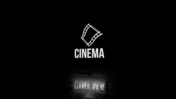 Програма Glitchy Flickering Cinema Intro Visible Scan Lines Чорному Тлі — стокове відео