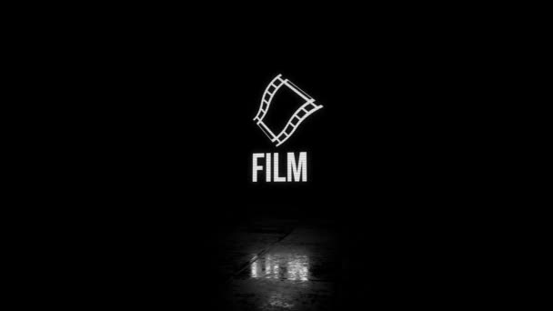 Glitchy Flickering Film Programı Görünür Tarama Hatları Siyah Arkaplanda — Stok video
