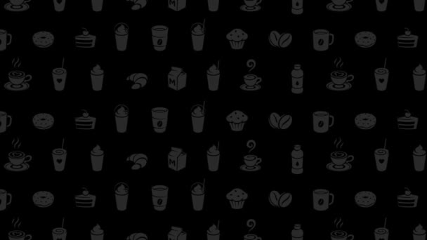 Pohybující Káva Snídaně Grafiky Černém Pozadí Videa — Stock video