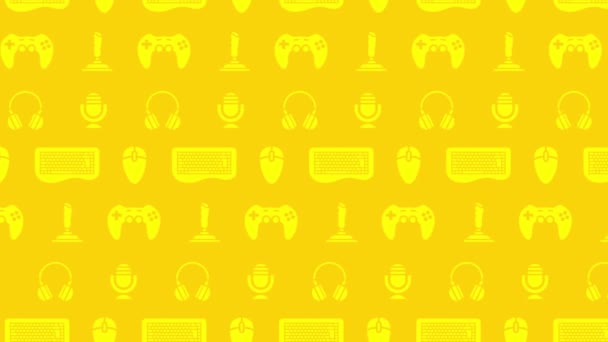 Moving Video Games Icons Animated Yellow Video Background — Stock Video