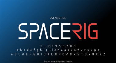 Modern Abstract Spacerig Font Design for English Alphabet with Letters and Numbers clipart