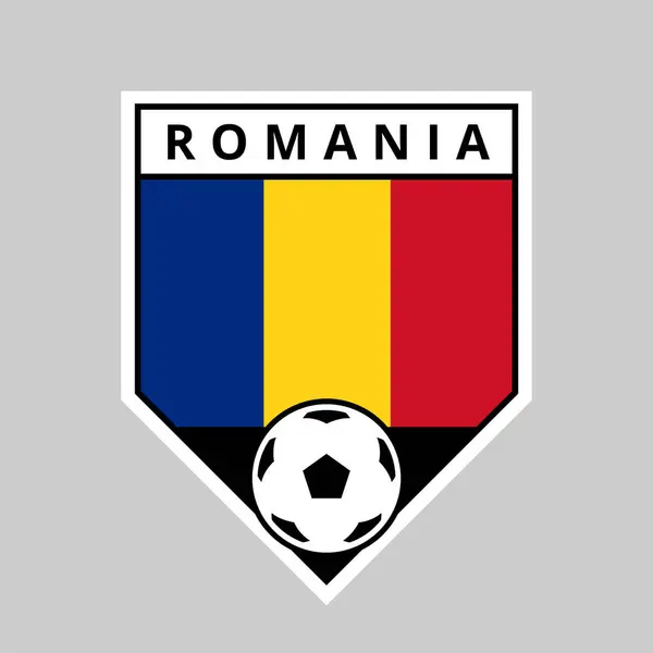 Romanya Futbol Turnuvası Açılı Kalkan Takımı Rozeti — Stok Vektör