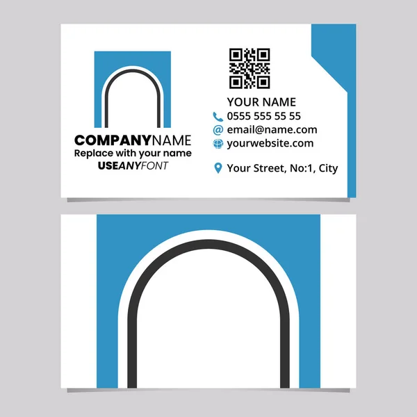 Blue Black Business Card Template Arch Shaped Letter Logo Icon — Stock Vector