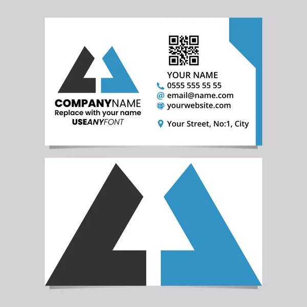 Blue Black Business Card Template Bold Letter Logo Icon Light — Stock Vector