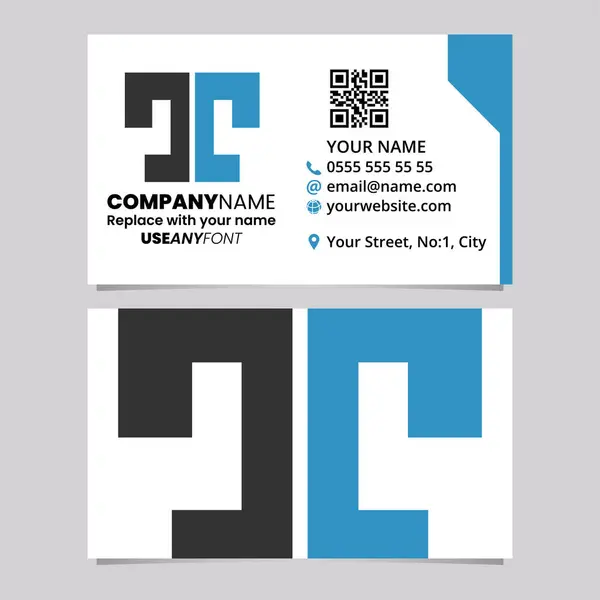 Blue Black Business Card Template Bold Split Shaped Letter Logo — Stock Vector