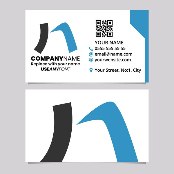 Blaue Und Schwarze Visitenkartenvorlage Mit Gebogenem Rechteck Mit Buchstabe Logo — Stockvektor
