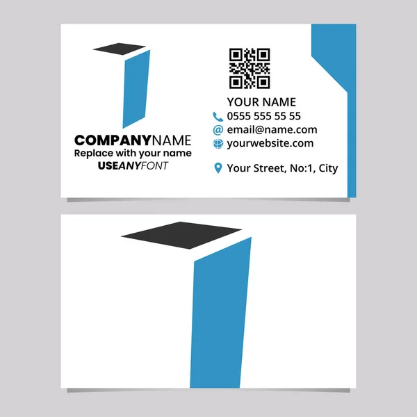 Modelo Cartão Visita Azul Preto Com Letra Dobrada Ícone Logotipo — Vetor de Stock
