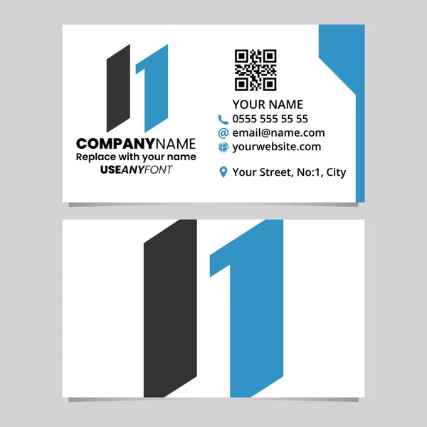 Blue Black Business Card Template Parallelogram Letter Logo Icon Light — Stock Vector