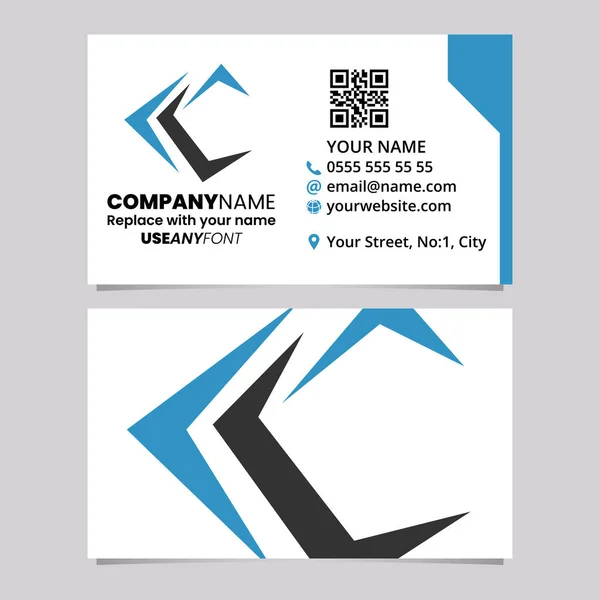 Blue Black Business Card Template Pointy Tipped Letter Logo Icon — Vetor de Stock