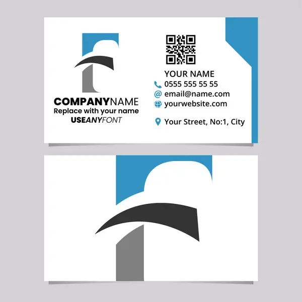 Blue Black Business Card Template Pointy Tipped Letter Logo Icon —  Vetores de Stock