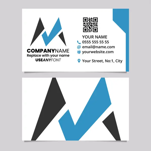 Blue Black Business Card Template Pointy Tipped Letter Logo Icon — Vetor de Stock