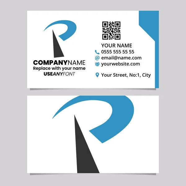 Blue Black Business Card Template Pointy Tipped Letter Logo Icon — Stockvektor