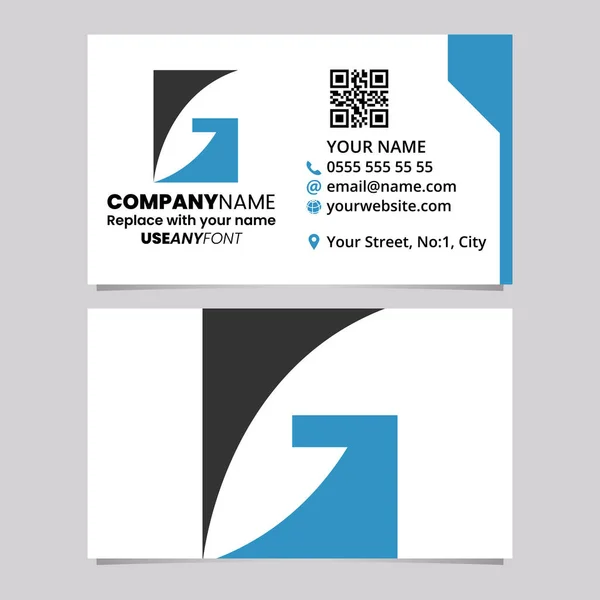 Blue Black Business Card Template Rectangular Letter Logo Icon Light —  Vetores de Stock