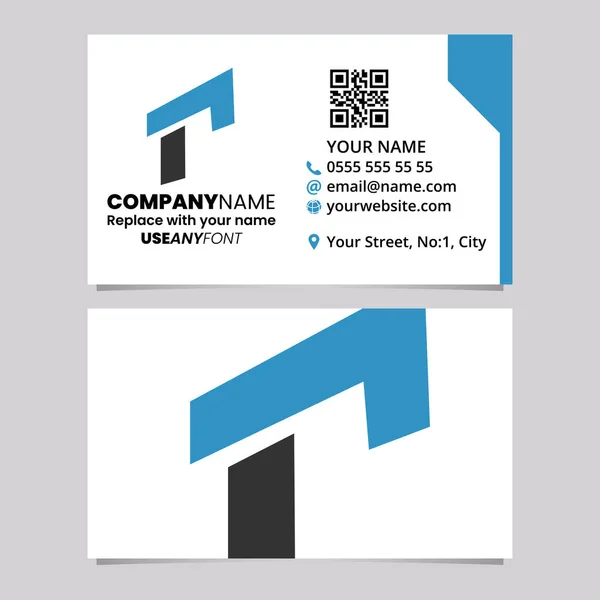 Blue Black Business Card Template Rectangular Letter Logo Icon Light — Stock Vector