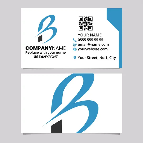 Blue Black Business Card Template Slim Pointy Letter Logo Icon — Vetor de Stock