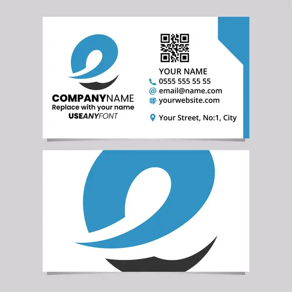 Blue Black Business Card Template Soft Spiky Curved Letter Logo — Stock Vector
