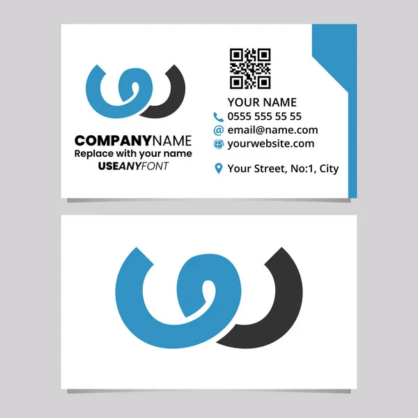 Blue Black Business Card Template Spring Shaped Letter Logo Icon — Stockvector