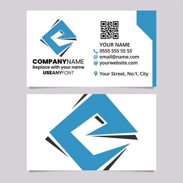 Blue Black Business Card Template Square Diamond Letter Logo Icon — Vetor de Stock