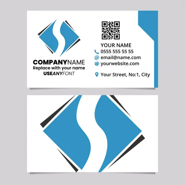 Blue Black Business Card Template Square Diamond Letter Logo Icon — Stock Vector