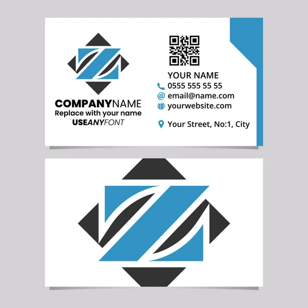 Blue Black Business Card Template Square Diamond Letter Logo Icon — Stockový vektor