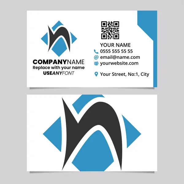 Blue Black Business Card Template Square Diamond Shaped Letter Logo — Διανυσματικό Αρχείο