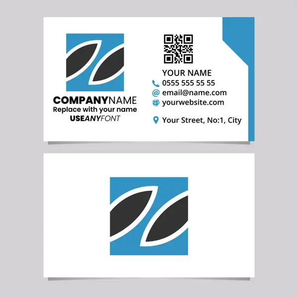 Blue Black Business Card Template Square Letter Logo Icon Light — Stock Vector