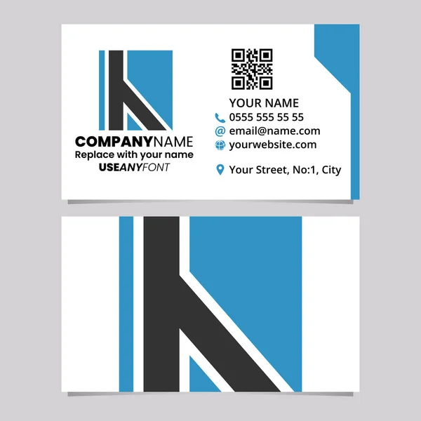 Blue Black Business Card Template Straight Lined Letter Logo Icon — Stockvektor