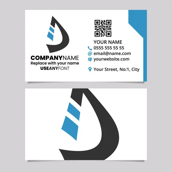 Blue Black Business Card Template Striped Letter Logo Icon Light — Wektor stockowy