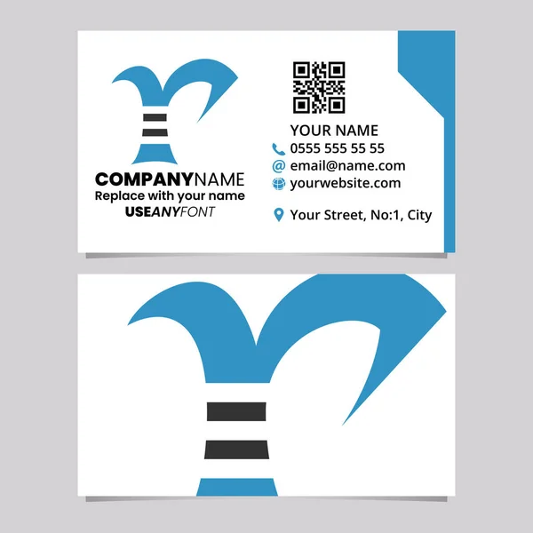 Blue Black Business Card Template Striped Letter Logo Icon Light — Vetor de Stock