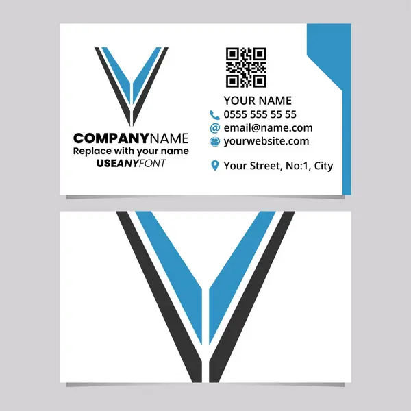 Blue Black Business Card Template Striped Shaped Letter Logo Icon —  Vetores de Stock