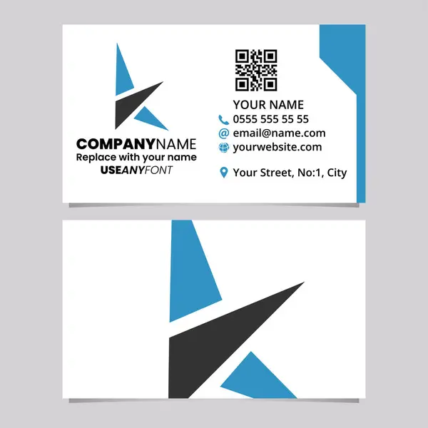 Blue Black Business Card Template Triangle Letter Logo Icon Light — Stockvektor